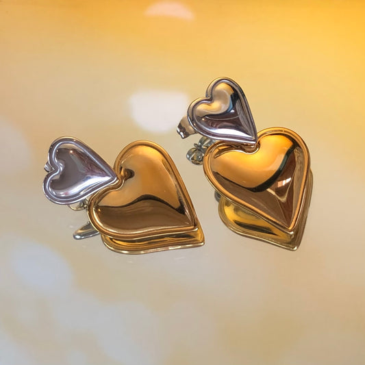 Mixed metal heart earrings