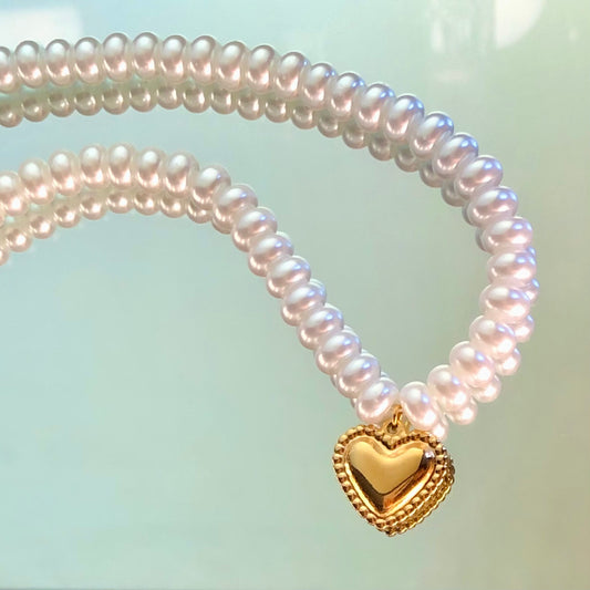 Fresh water pearl heart necklace