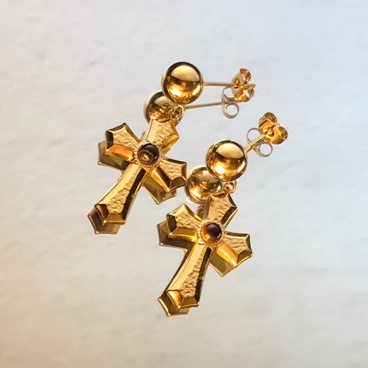 Cross dangle earrings