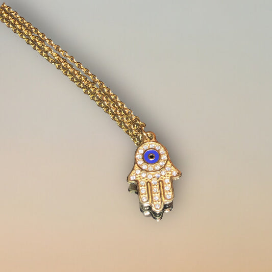 Hamsa evil eye necklace